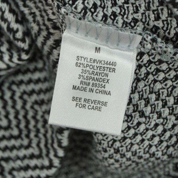 Adrienne Vittadini Women's Blouse Chevron Balloon‎ Sleeve Top Black White Medium - Picture 6 of 7